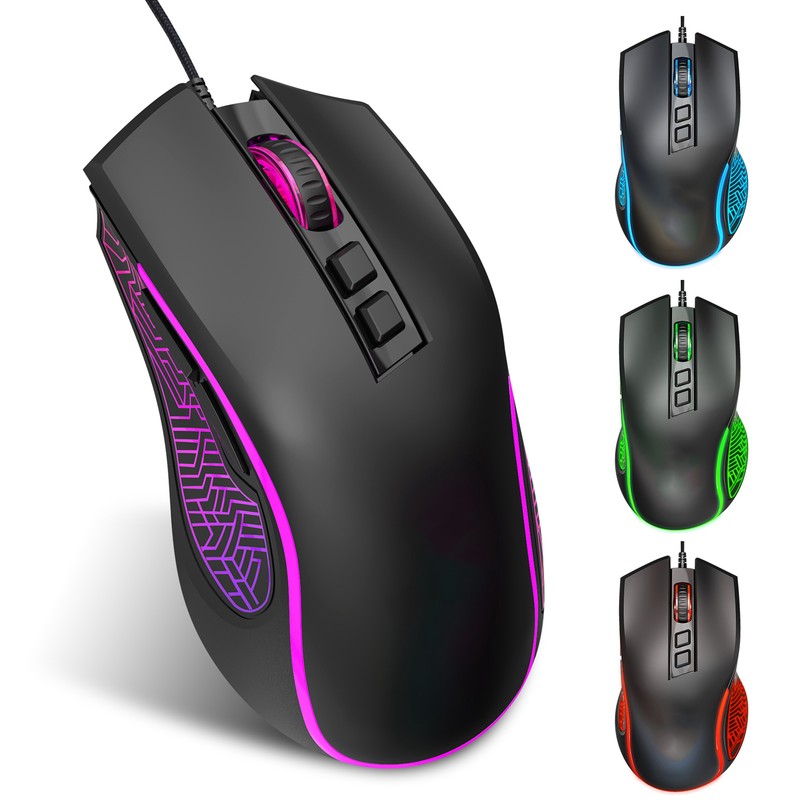 Gaming Mouse USB2.0 4 Adjustable DPI RGB Backlit Ergonomic Design