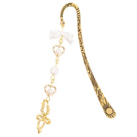 Berirexrion Cute Bow Metal Bookmark - Charm Bookmarks Gifts Reading Lover Women Girls Unique Aesthetic Y2k Beads Pearl Star Page Marker Readers Birthday Students Teachers School Graduation Accessories