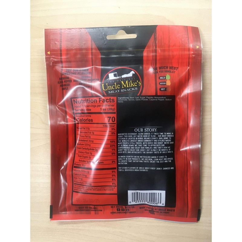 Uncle Mike's Beef Jerky Snacks - Gluten Free, 2 Bags,