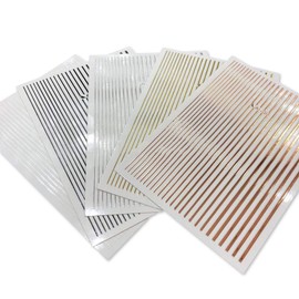 5 Flexible Stripes Sticker - Selbstklebende elastische Streifen in Gold, Silber, Weiss, Schwarz, Rose Gold