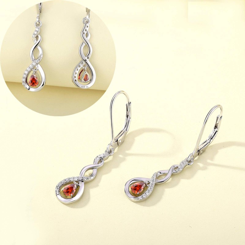 YL Dangle Drop Earrings Sterling Silver Infinity Leverback Earrings Created