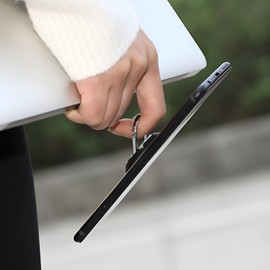 Phone Ring Holder, Cell Phone Ring Grip Holder, Adjustable 360° Rotation Finger Ring Stand for Smartphones, Mobile, Tablets (Metal-Black)