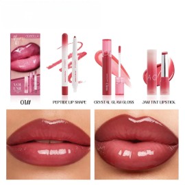 Set Maquillaje 3 Colores Lápiz Labial Mate Y Gloss Brillant