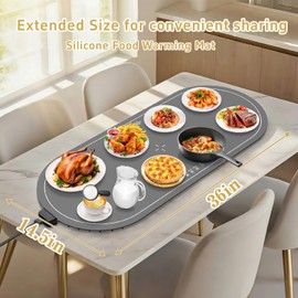 Warming Mat for Food Extra Large,36x16 Food Warming Mats for Countertop,Heating Mat for Food,Silicone Food Warmer Mat,Food Warmers for Parties Buffet,Warming Trays for buffets Party