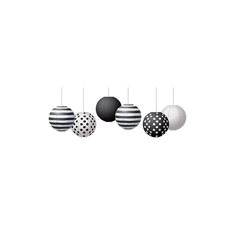 Teacher Created Resources Black & White 8" Hanging Paper Lanterns