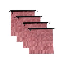 Mytee Products (4 Pack) 18"x18" Red Safety Flags for Trucks w/Vinyl Welt, Bungee Cords & Hooks - Jersey Mesh Warning Flags for Truck Loads Boat - DOT Compliant Hi Viz Oversized Trailer Caution Sign