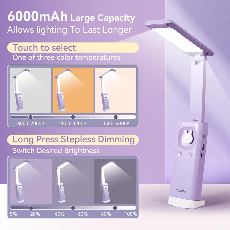 VAVOFO Battery Operated Lamp Rechargeable Lamp Foldable & Portable Light,15