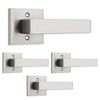 4 Pack Probrico Satin Nickel Door Handle,Half Dummy Lever, Non-Turning
