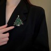 Christmas Tree Brooch Crystal Rhinestone Xmas Brooches Pin Tiered Leaf