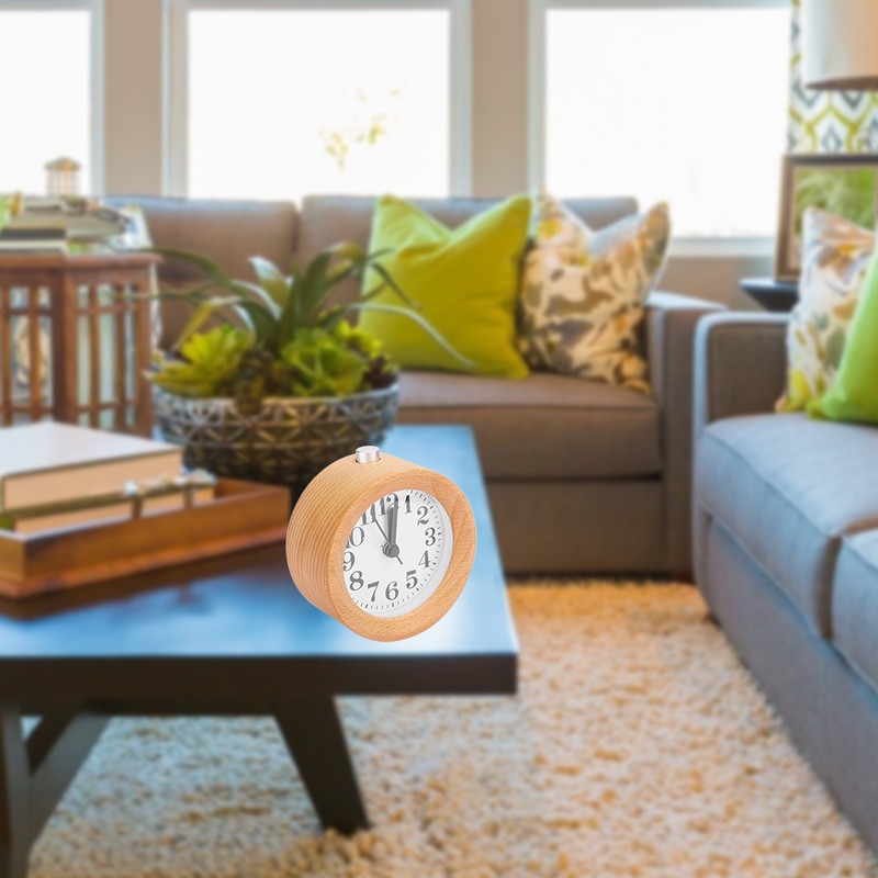 Beech Wooden Mute Silent Alarm Clock No Ticking for Home
