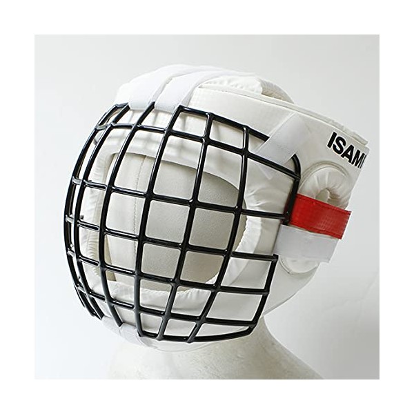 ISAMI Karate Head Guard II TN-10 / Isami Face Metal with Red Corner Tape Wire Mesh Headgear Karate Full Contact Flucon Practice Dojo Gym Protective Gear (Small)