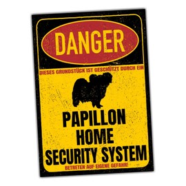 Papillon Dwarf Spaniel Sign Danger Security System Door Sign Dog Sign Warning Sign Dog Safety Sign Dog Private Property Dog Warning Warning