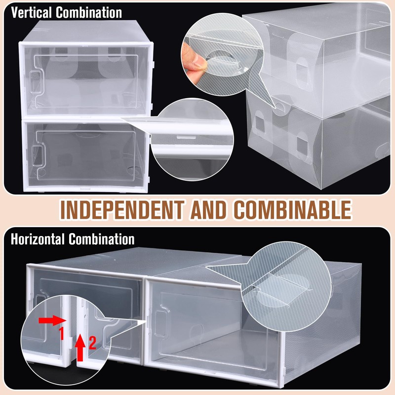 CroBlissful 24 Pack Large Shoe Storage Box Fit Size 10
