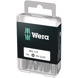 Wera 05072402001 Phillips Extra-Tough Bits 851/1 Z PH3 x 25 mm, Pack of 10