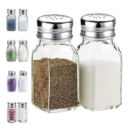 Salt and Pepper Shakers Set,DWTS DANWEITESI Salt Shaker with Stainless Lid-Glass Spice Jars Kitchen Gadgets,Clear to Know When to Fill,Farmhouse Salt Pepper Shakers Cute Kitchen Essentials Decoration