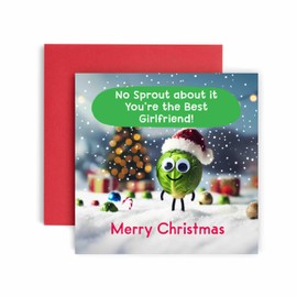 Huxters Christmas Cards for Women – Sprout Christmas Girlfriend Happy Christmas Card for Anniversary, Romantic – Christmas Card with Lovely – Valentines Card (Girlfriend)