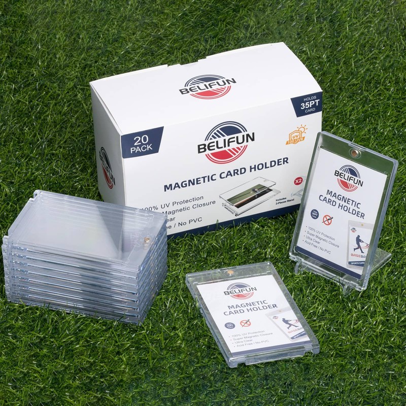 20-Pack One Touch Magnetic Card-Holders - 35PT Trading Card Holders,