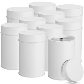 10 Packs Tea Tin Canister Tea Tins for Loose Tea Metal Tea Canister 16 oz Round Tin Can with Lid Canister for Tea Double Seal Tea Canisters Tea Container for Kitchen Storage Tea Coffee Sugar (Beige)