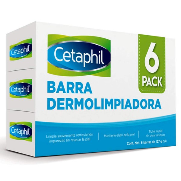 Cetaphil - Cetaphil Barra Dermolimpiadora, Paquete de 6 Barras de 127 g c/u