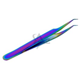 Stainless Steel Jeweler Style Tweezers #8A Multi Titanium Rainbow Color Fine Point (A2Z)