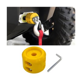 Bittwee Car Rubber Winch Stopper for ATV UTV Truck, Cable Saver Hook Stopper Line for Synthetic Rope, Bump Shock Saver Dampener with Stainless Steel Screw and Nut, Quick Installation Tool (Yellow)