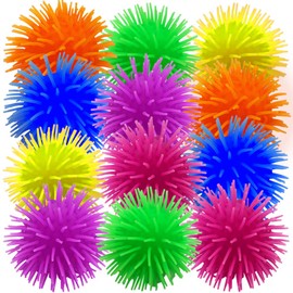ArtCreativity Light Up Spiky Puffer Stress Relief Balls, Pack of 12, Soft Squeeze Fidget Toys for Kids and Adults, Calming Squeezy Sensory Balls for Autistic Children, Birthday Party Favors