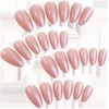 Almond Press on Nails Pink Chrome Fake Nails Glossy Pearl