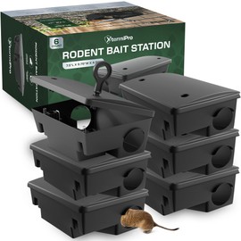 XTERMIPRO Large Rat & Mouse Bait Station - 6 Pack - Rat Bait Stations for Mice Outdoor/Indoor - Tamper Resistant - Child & Pet Safe Rodent Bait Station - Outside Traps - Bait Box Pest Control