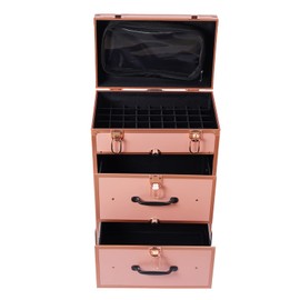 TFCFL Rolling Makeup Train Case Makeup Trolley Case with Wheels Cosmetics Rolling Organizer Jewelry Travel Cosmetic Train Case for Barber Stores, Nail Salons, Beauty Centers(Gold)