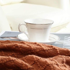 Crevent Cobija de estilo rústico para decoración de sofá, silla y cama, suave, cálida, acogedora y ligera, para viajar en primavera y verano (127 x 152 cm, color caramelo/naranja tostado)