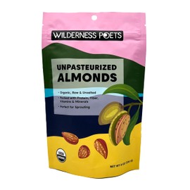Wilderness Poets Unpasteurized Almonds, Raw Organic Nuts (8 Ounce - Half Pound)