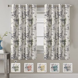 H.VERSAILTEX Linen Blackout Curtains 63 Inches Long Thermal Insulated Room Darkening Linen Curtains for Bedroom Textured Burlap Grommet Window Curtains for Living Room, 2 Panels, Grey and Sage