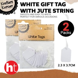 [2PK] Krafters Korner White Tags, Suitable for Gift Wrapping, Price Tags, and Labeling - Size 2.3 x 3.7cm