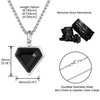 COAI Stainless Steel Diamond Shape Onyx Black Stone Necklace, Heart