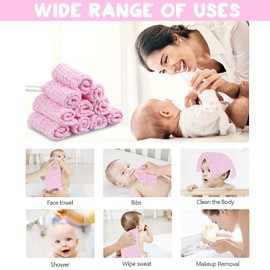 ABirdon Baby Muslin Cloths Squares,10 Pack 30x30CM Extra Soft Breathable Baby Washcloths, 6 Layers Organic Cotton, Unisex Reusable Baby Face Towels for Newborn