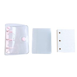 UUYYEO Mini Transparent 3 Ring Binder Cover PVC Notebook Loose Leaf Binder Round Ring Binder Cover Protector Mini Binder Pockets Pink