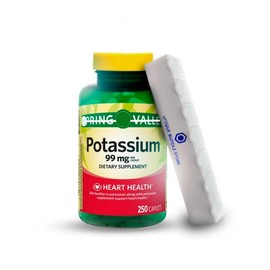 Potassium Supplement 99 mg, 250 Caplets - Dietary Supplement + 7 Day Pill Organizer Included (Pack of 1)
