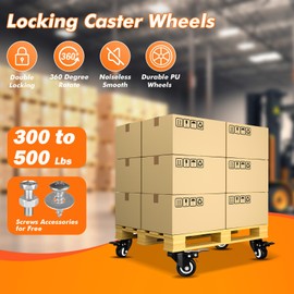 2" Casters Set of 12 Heavy-Duty Industrial Caster Wheels with Brake PU No Noise Wheels with Double Locking and Double Ball Bearing Swivel Locking Casters for Workbench, Furniture, Plate Castors Black