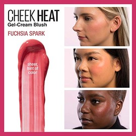 Maybelline Cheek Heat Gel-Cream Blush Makeup, Lightweight, Breathable Feel, Sheer Flush Of Color, Natural-Looking, Dewy Finish, Oil-Free, Fuchsia...  