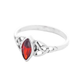 Windalf Celtic Women's Silver Ring RIGANI 9 mm Celtic Love Knot Red Garnet Midi Ring 925 Sterling Silver, Fabric, Cubic Zirconia