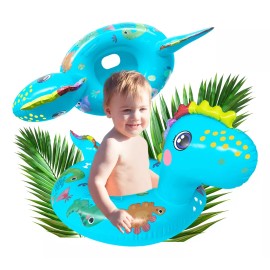 Grupo Carnavallia Inflable Dinosaurio Bebé Flotador C/ Asiento Azul Salvavidas