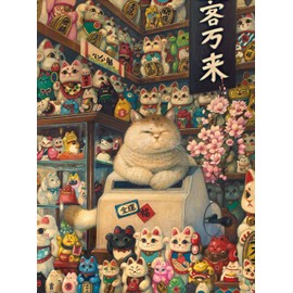 Pintoo Jigsaw Puzzles 1200 Piece for Adults - Phoenix Chan - Maneki Neko's Shop Beautiful Plastic Puzzle for Home Decor Zero Dust Easy Storage [H2696]