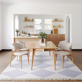 Belffin Modern Checkered Washable Area Rug 5×7 Entryway Rug Low-Pile No-Slip Indoor Area Rugs for Living Room Bedroom Dining Home Office Rug Grey/White