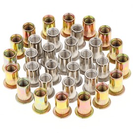 Gueenky Pack of 100 Rivet Nuts M8, Rivet Nuts M8 Retractable Nuts Thread Rivets Nutsert Blind Rivet Nuts Rivet Nuts Galvanised Carbon Steel and Stainless Steel, Each 50 Pieces