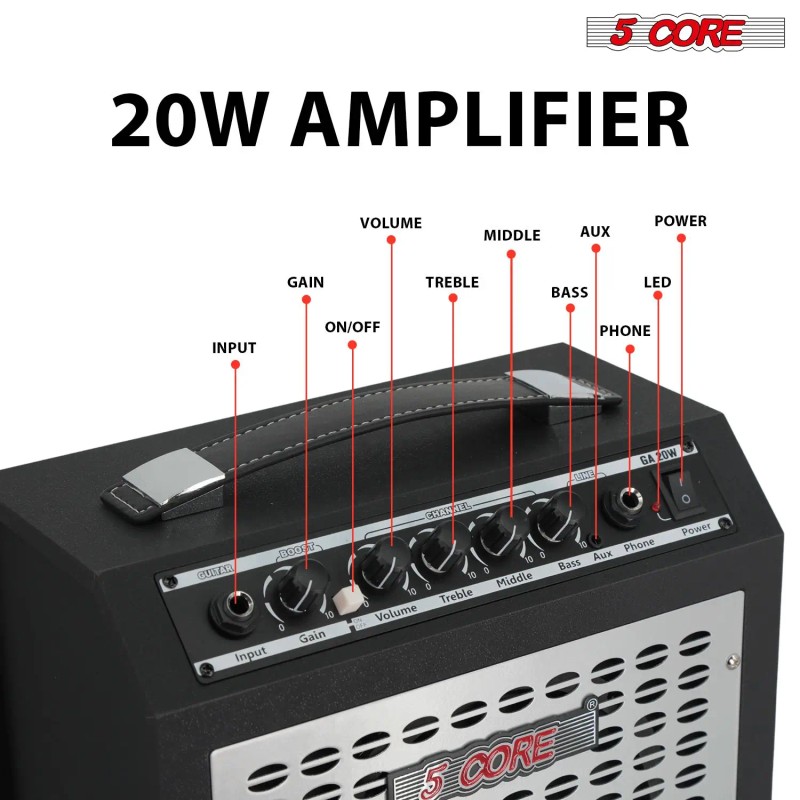 Portable 20W Electric Mini Guitar Amplifier with Built-in 6.5" Speaker