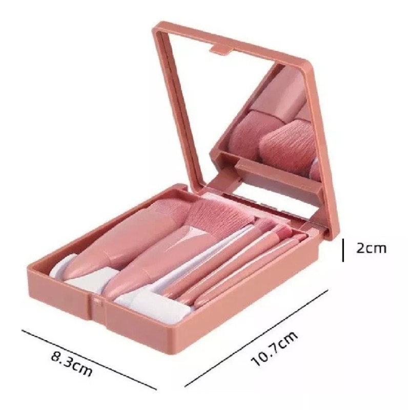 KFMX Juego De 5 Brochas De Maquillaje Portátil Con Espejo