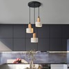 LBSQJ Modern Pendant Lights Cement White Chandelier Wooden Ceiling Lamps