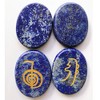 Lovionus89 4 Pcs Lapis Lazuli Engraved Chakra Stones Healing Crystal