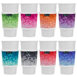 Beautyflier 8pcs Anti-Slip Neoprene 2.5mm Thick Collapsible Heat Resistant Coffee Cup Insulated Sleeve for Coffee/Tea/Cold Drinks (Geometric gradient)