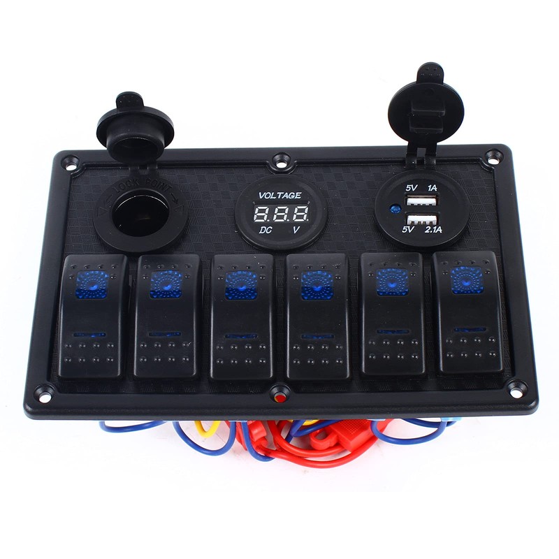 Switch Panel Boat Marine Switch Panel 6 Gang ON-Off Ignition